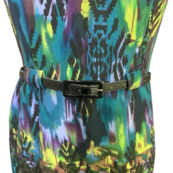 Cleo dress tribal colourful pattern cap sleeve mid length size 6 - Picture 5 of 7